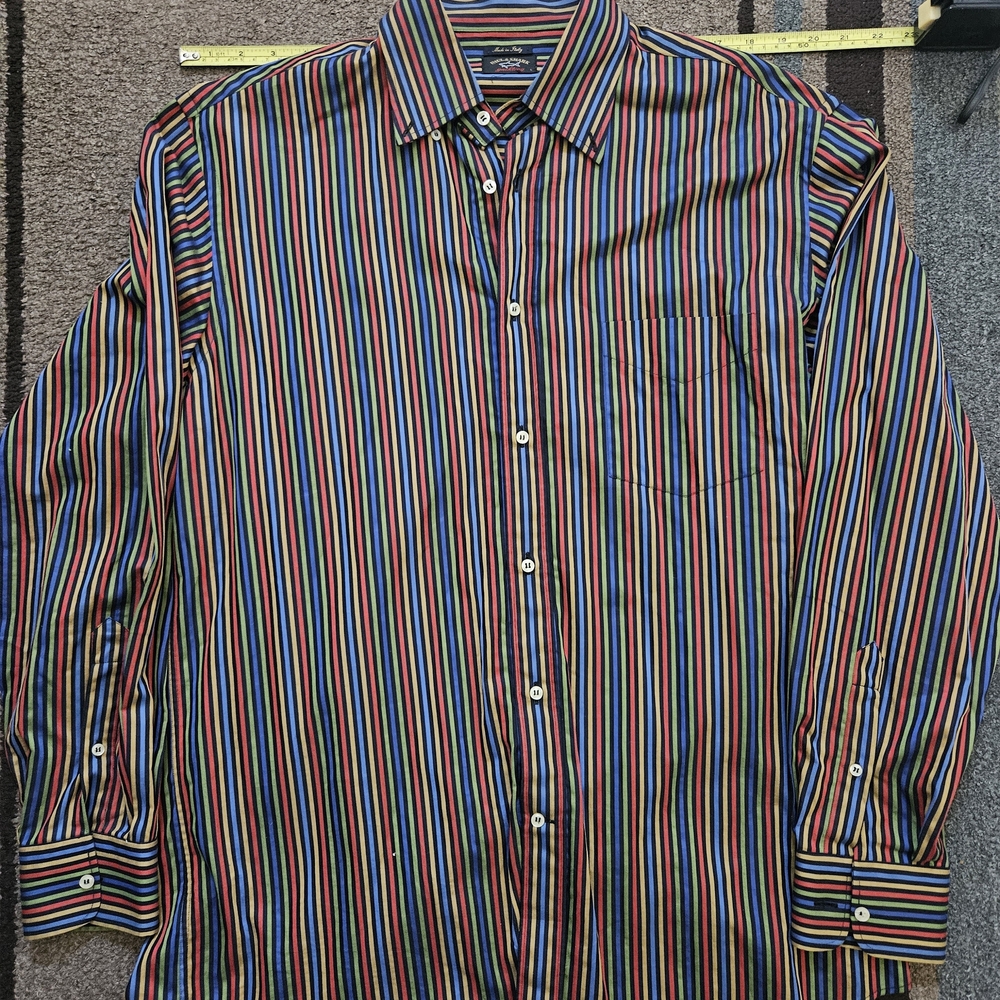 Mens Paul & Shark Yachting Striped Shirt Size (L) Primary Colors Flaw